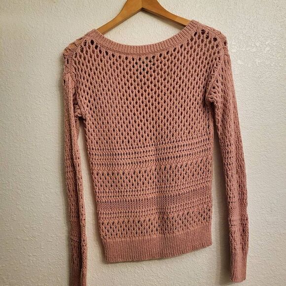 NWOT American Eagle Outfitters Crocheted Boho  Pink Sweater: XS: Balletcore Soft - Picture 3 of 4